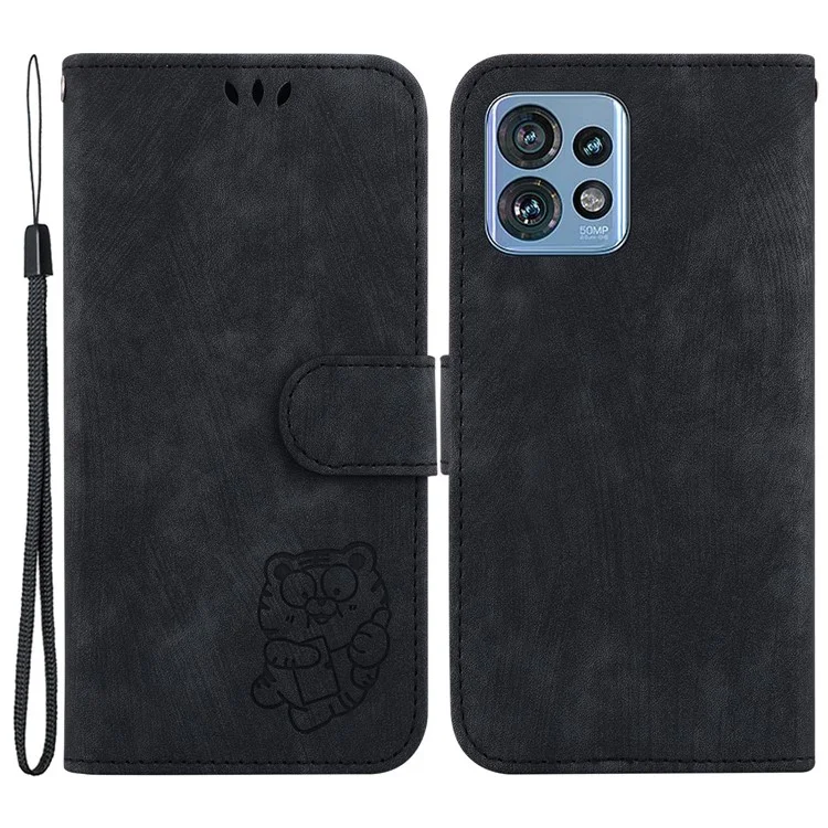 Custodia per telefono Flip per Motorola Moto X40 5G / Edge 40 Pro 5G / Edge+ (2023), Portafoglio Stand Tiger Pattern Impresso in Pelle PU - Nero