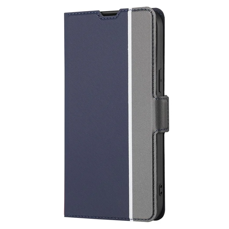 Pour iPhone 15 Pro Max Twill Texture Phone Cover Card Holder Stand Anti-Scratch TPU+PU Leather Case - Bleu