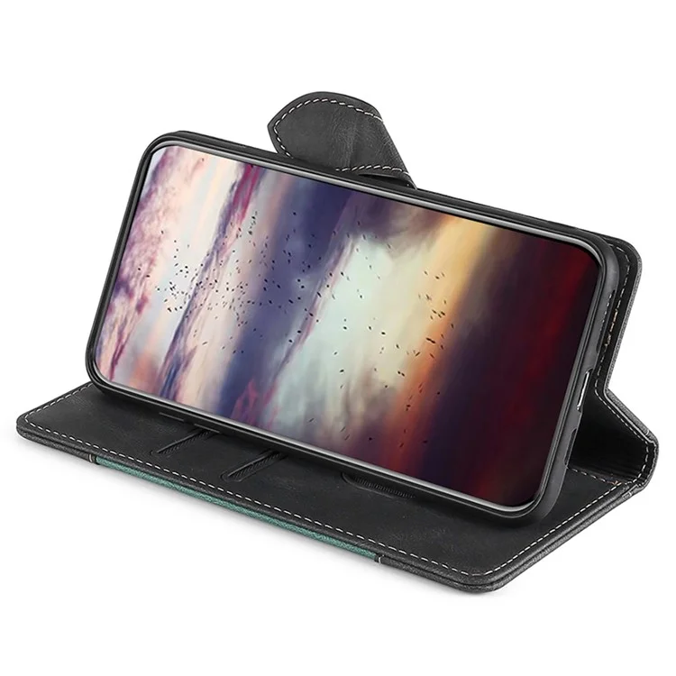 Skin-touch Shell for iPhone 15 Pro Max , Straw Hat Phone Cover PU Leather Stand Wallet Case - Black