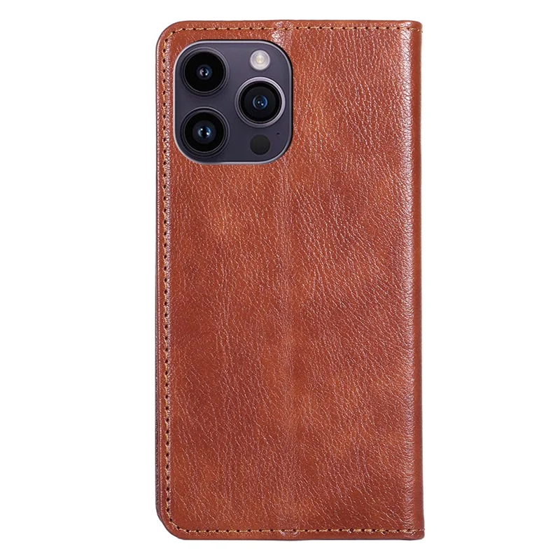 Phone Case for iPhone 15 Pro Max , Magnetic Closure Stand Wallet PU Leather + TPU Phone Cover - Brown