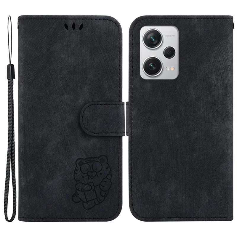Custodia Flip per Xiaomi Redmi Note 12 Pro+ 5G Supporto per Visualizzazione Portafoglio Motivo Tigre Impresso Pelle PU Custodia per Cellulare - Nero