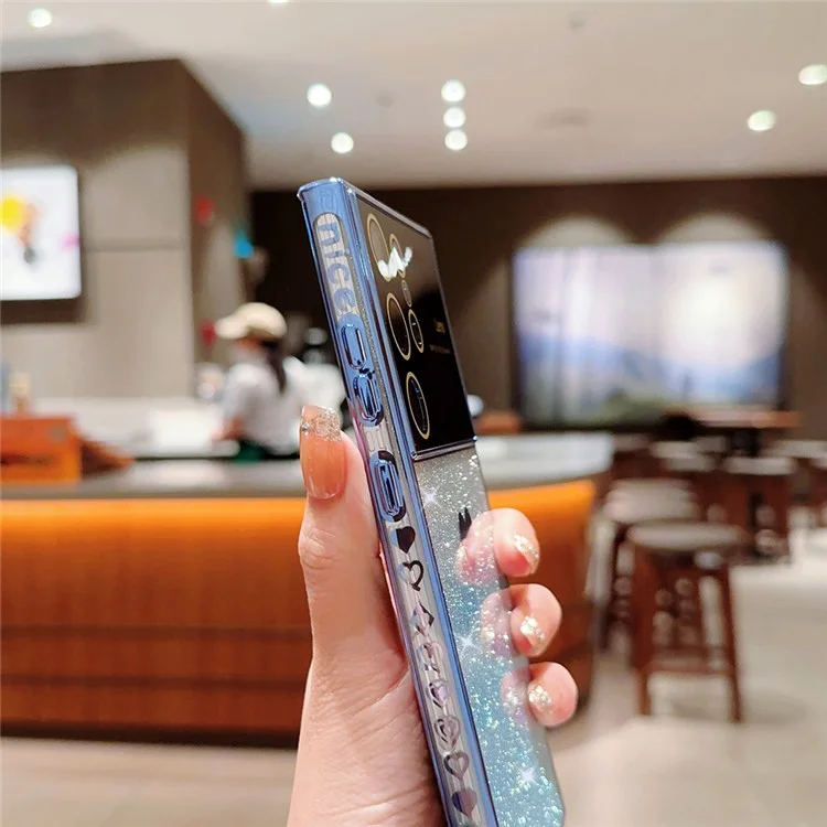 Phone Case For Samsung Galaxy S23 Ultra , Electroplating Edge Gradient Glitter Powder TPU Phone Cover - Blue