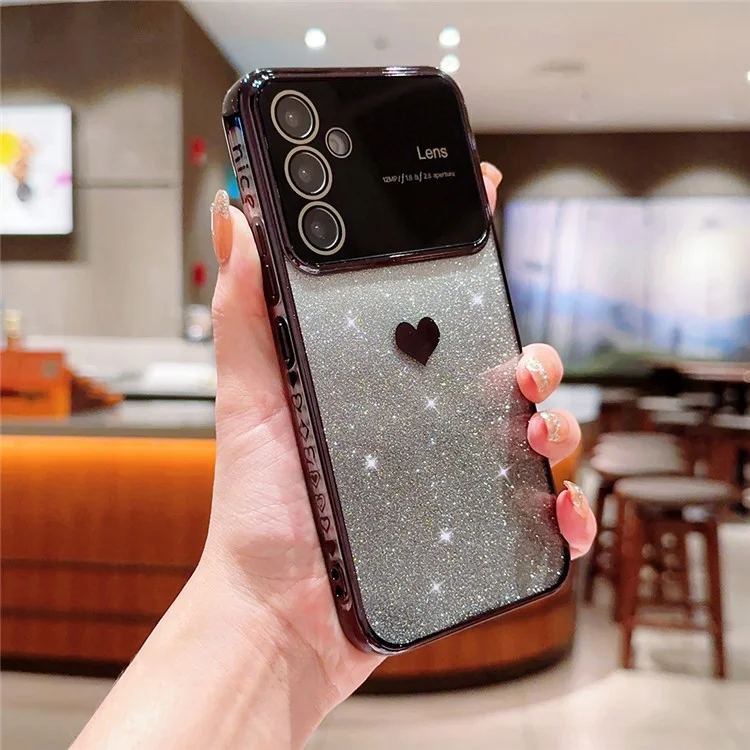 Pour Samsung Galaxy A14 5G / 4G Electroplating Edge TPU Phone Cover Gradient Glitter Powder Cell Phone Case - Noir
