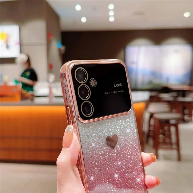Pour Samsung Galaxy A14 5G / 4G Electroplating Edge TPU Phone Cover Gradient Glitter Powder Cell Phone Case - Noir