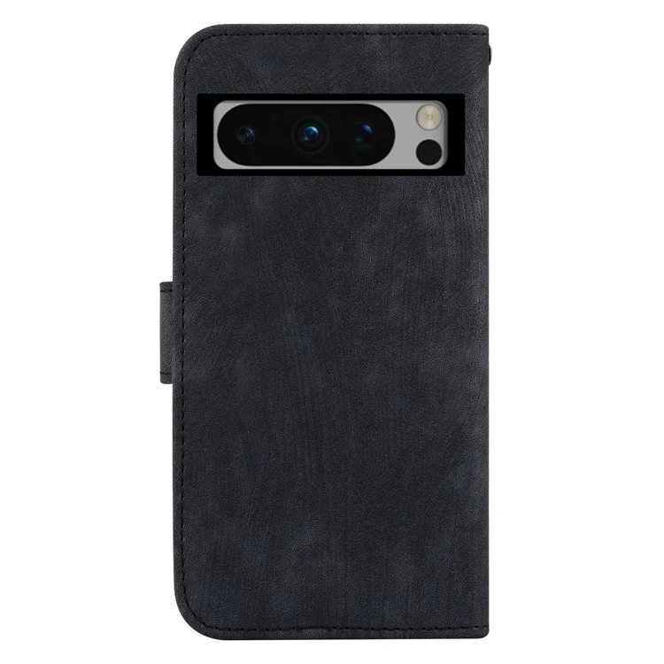 Для Google Pixel 8 Pro Anti-Drop Phone Case Lovely Tiger Imprint Leather Wallet Cover - Black