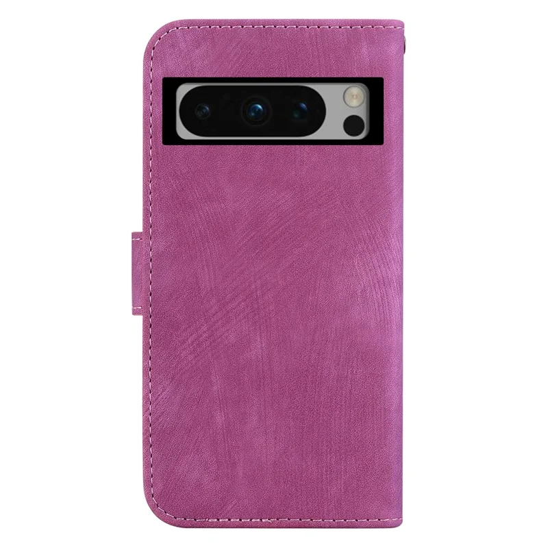 For Google Pixel 8 Pro Anti-Drop Phone Case Lovely Tiger Imprint Leather Wallet Cover - Rose
