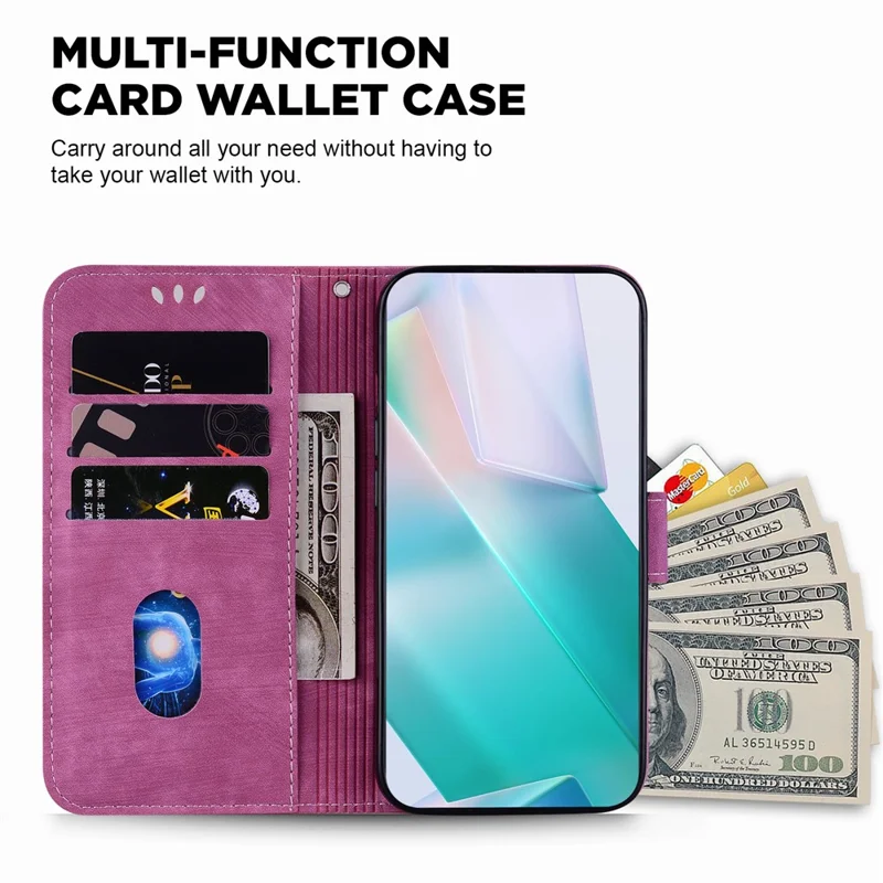 For Google Pixel 7a Wallet Case with Hand Strap Imprinted Tiger Pattern PU Leather Stand Phone Cover - Rose