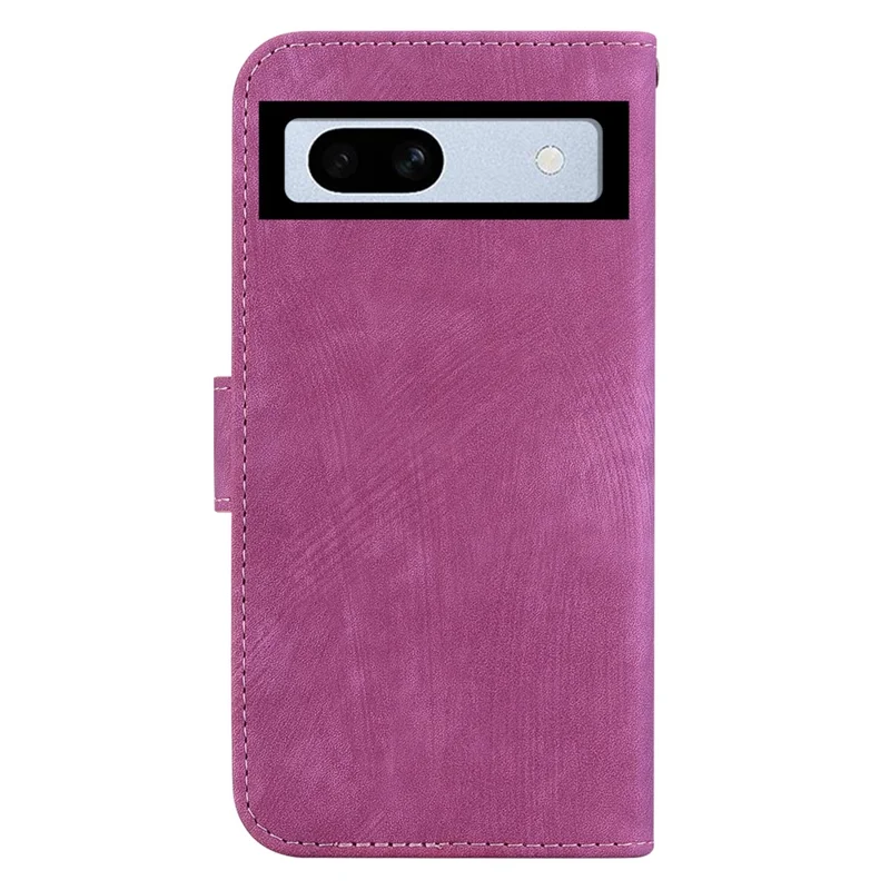 For Google Pixel 7a Wallet Case with Hand Strap Imprinted Tiger Pattern PU Leather Stand Phone Cover - Rose