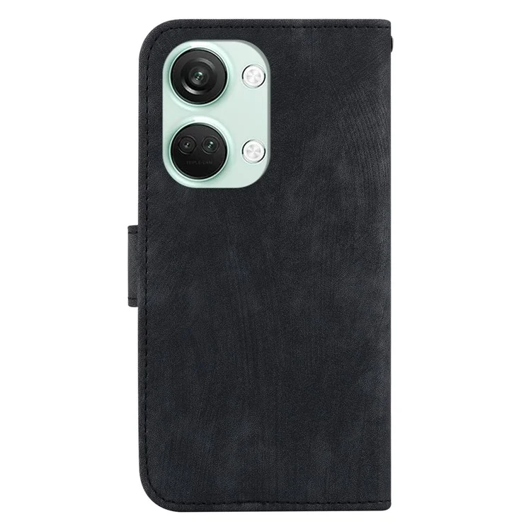 PU Leather Flip Protective Case for OnePlus Nord 3 5G / Ace 2V , Tiger Pattern Imprinted Wallet Stand Phone Cover - Black