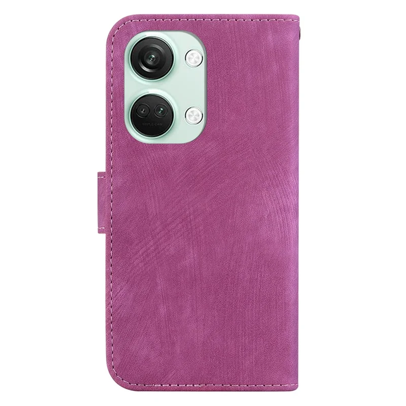 PU Leather Flip Protective Case for OnePlus Nord 3 5G / Ace 2V , Tiger Pattern Imprinted Wallet Stand Phone Cover - Rose