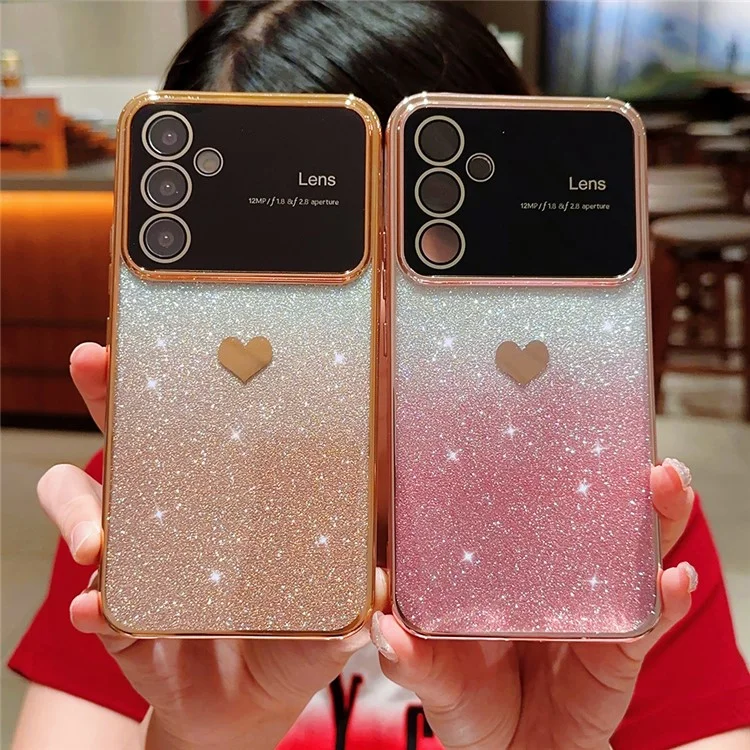 Für Samsung Galaxy A54 5G Handyhülle Gradient Glitter Powder Electroplating Edge TPU Handyhülle - Pink