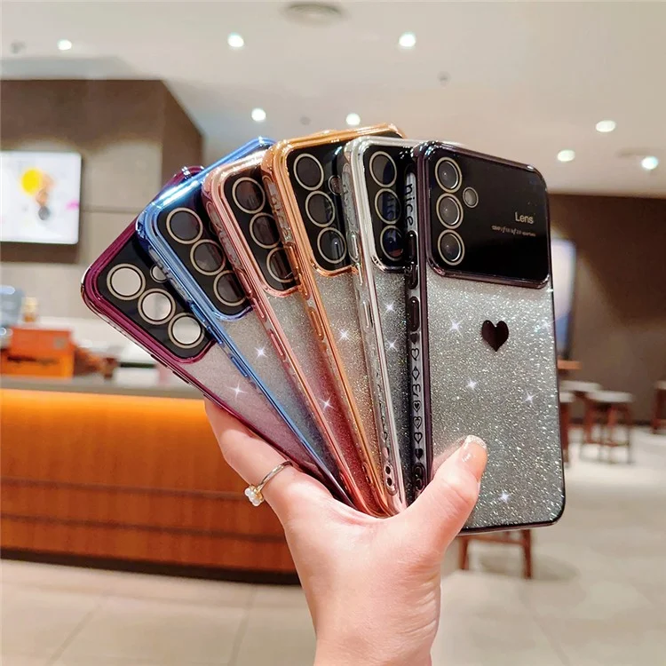 Für Samsung Galaxy A54 5G Handyhülle Gradient Glitter Powder Electroplating Edge TPU Handyhülle - Pink