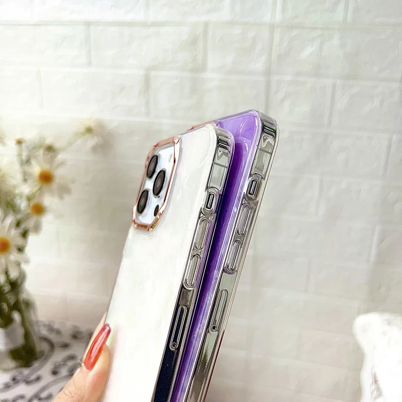 TPU+PC Phone Cover for iPhone 15 Pro Max , IMD Shell Pattern Back Protector Case - Light Pink