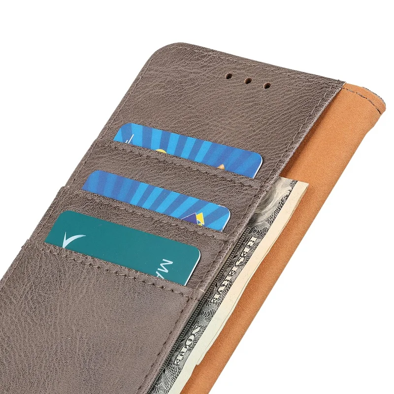 KHAZNEH Per Oppo A78 4G Custodia antiurto in pelle bovina Texture Custodia in pelle PU con supporto a portafoglio Custodia per telefono - Kaki