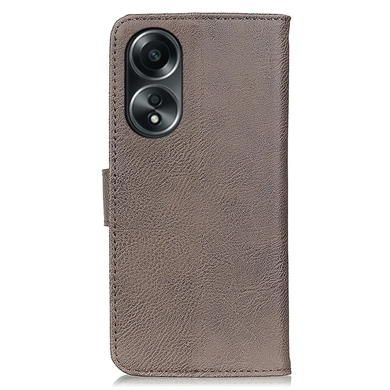 KHAZNEH Per Oppo A78 4G Custodia antiurto in pelle bovina Texture Custodia in pelle PU con supporto a portafoglio Custodia per telefono - Kaki