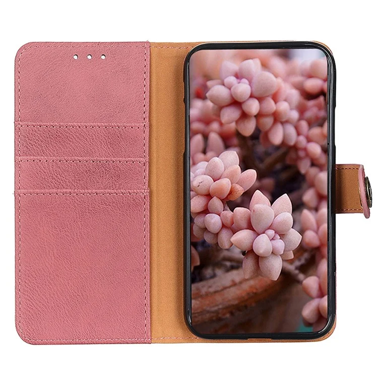 KHAZNEH para Oppo A78 4G Funda de Textura de Piel de Vaca a Prueba de Golpes Funda de Cartera de Cuero PU con Soporte - Rosa