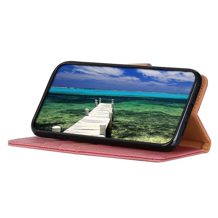 KHAZNEH para Oppo A78 4G Funda de Textura de Piel de Vaca a Prueba de Golpes Funda de Cartera de Cuero PU con Soporte - Rosa