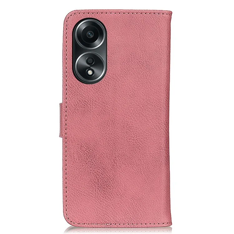 KHAZNEH para Oppo A78 4G Funda de Textura de Piel de Vaca a Prueba de Golpes Funda de Cartera de Cuero PU con Soporte - Rosa