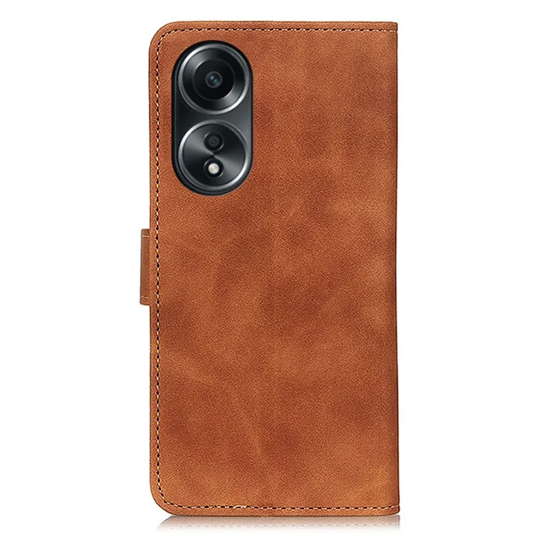 KHAZNEH Per Oppo A78 4G Custodia per telefono in pelle PU con texture retrò e supporto - Marrone