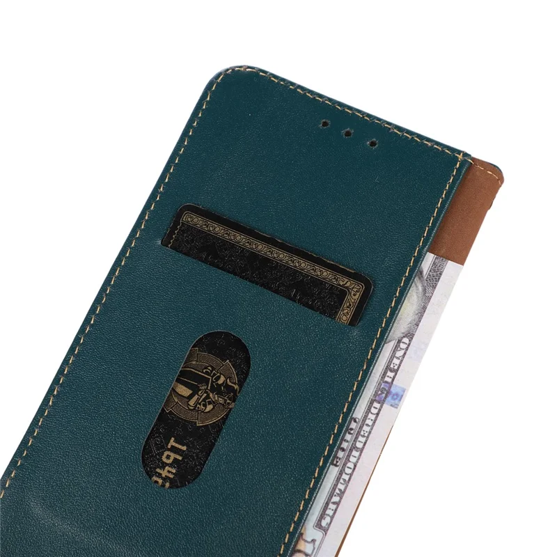 KHAZNEH Per Oppo A58 4G Custodia per telefono con blocco RFID in pelle bovina genuina con supporto portafoglio - Verde
