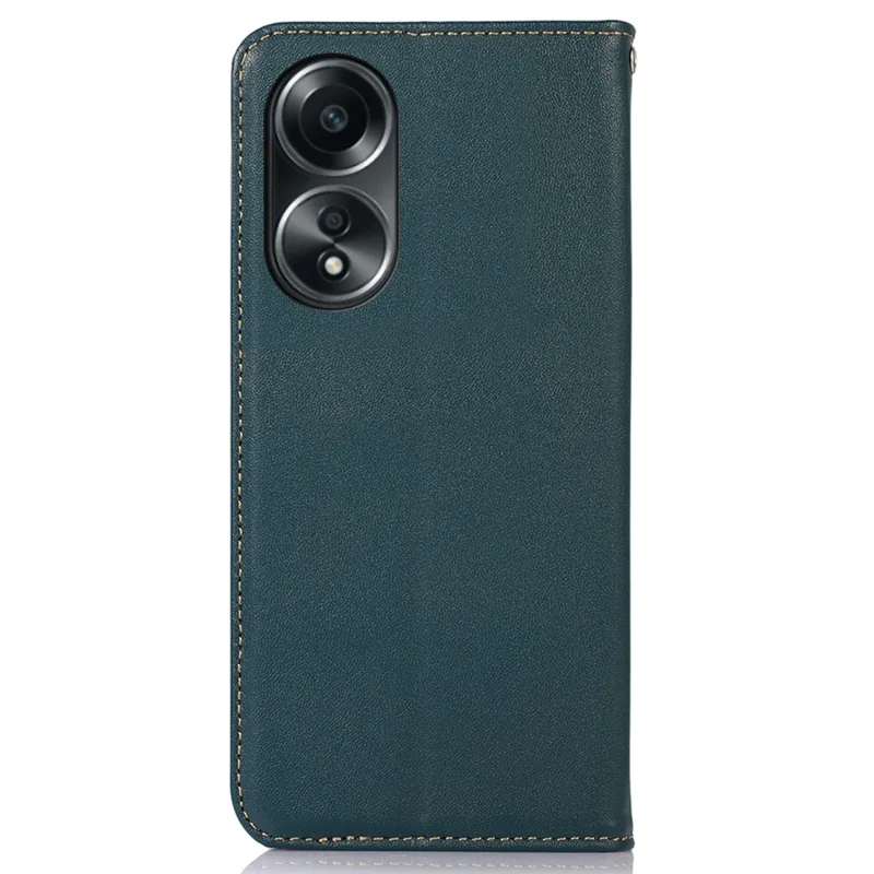 KHAZNEH Per Oppo A58 4G Custodia per telefono con blocco RFID in pelle bovina genuina con supporto portafoglio - Verde