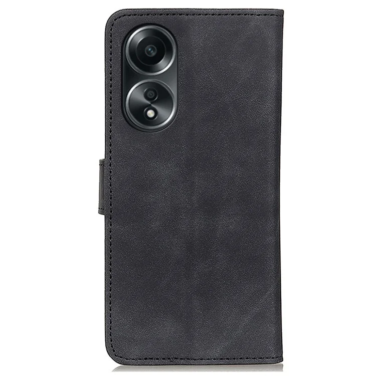 KHAZNEH Handyhülle für Oppo A58 4G , Retro-Textur PU-Leder Standfunktion Brieftaschenhülle - Schwarz