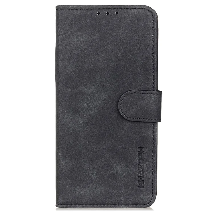 KHAZNEH Handyhülle für Oppo A58 4G , Retro-Textur PU-Leder Standfunktion Brieftaschenhülle - Schwarz