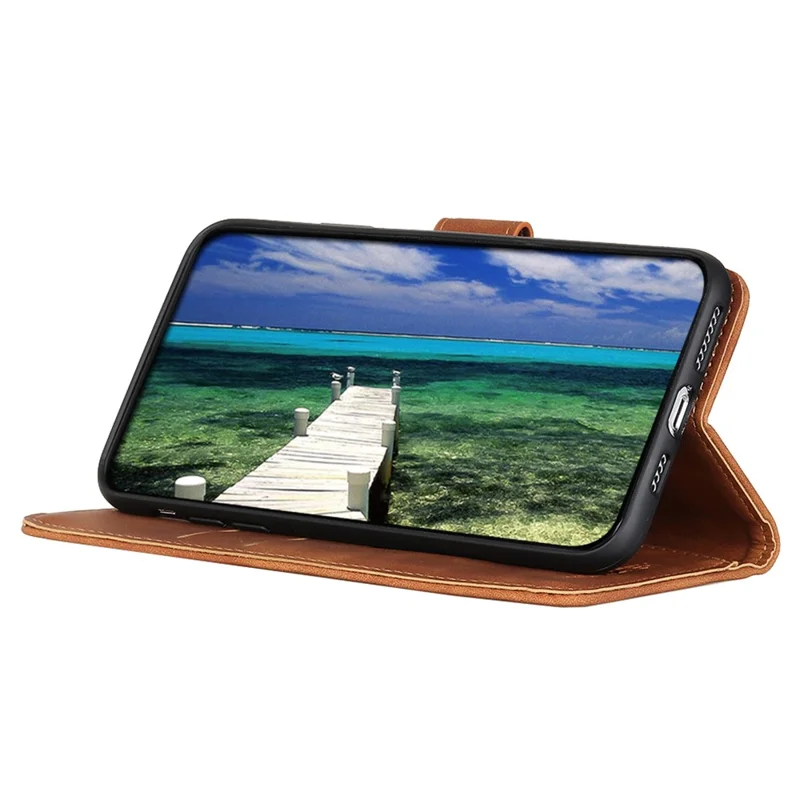 KHAZNEH Phone Case For Oppo A58 4G , Retro Texture PU Leather Stand Wallet Phone Cover - Brown