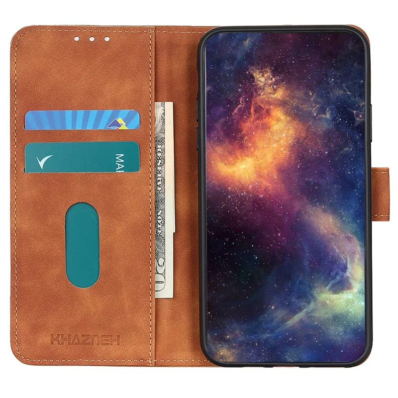 KHAZNEH Phone Case For Oppo A58 4G , Retro Texture PU Leather Stand Wallet Phone Cover - Brown