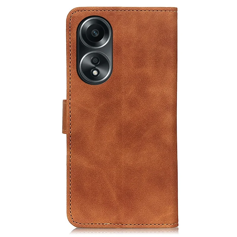 KHAZNEH Phone Case For Oppo A58 4G , Retro Texture PU Leather Stand Wallet Phone Cover - Brown