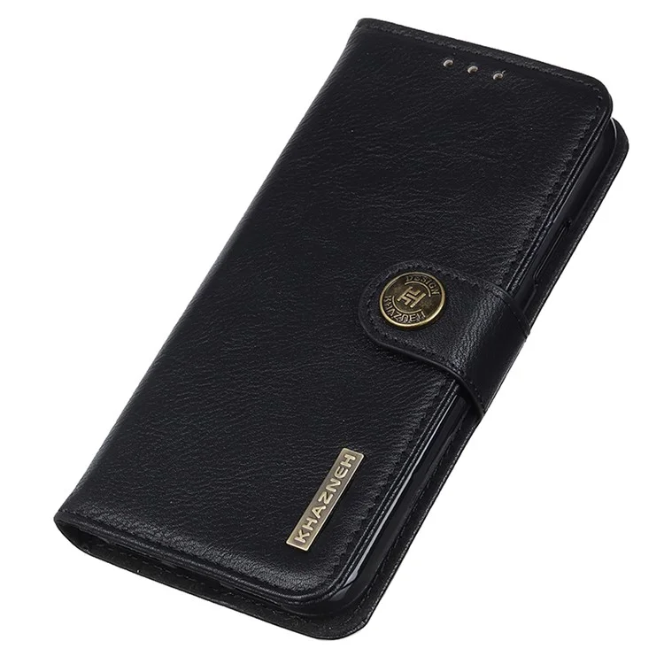 KHAZNEH Handy-Hülle für Oppo A58 4G, Rindsleder-Textur Case PU-Leder Standplatz Brieftasche - Schwarz
