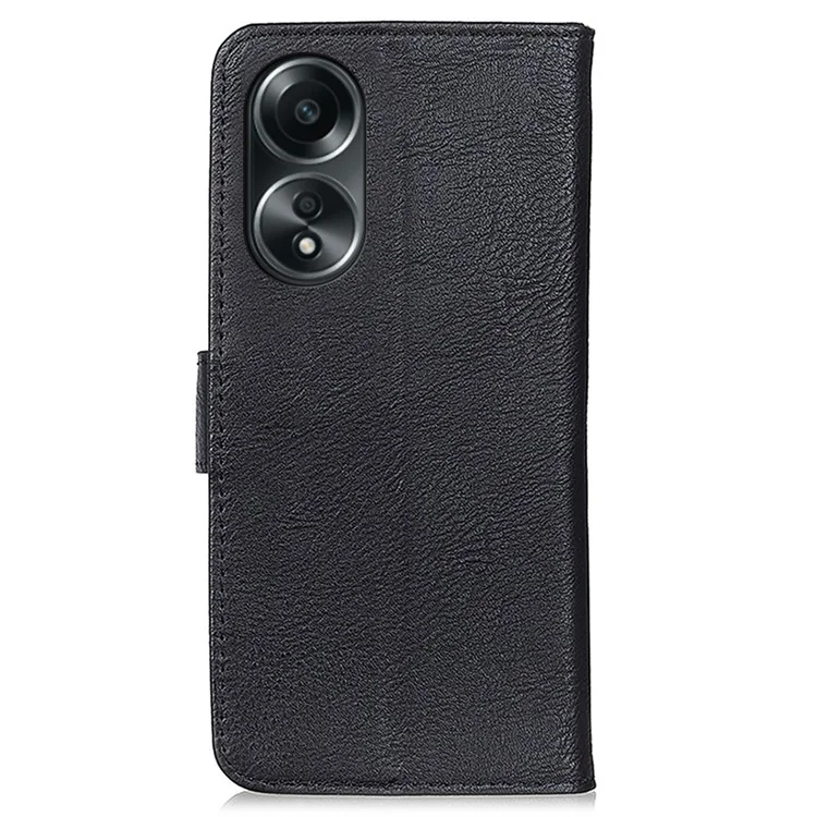 KHAZNEH Handy-Hülle für Oppo A58 4G, Rindsleder-Textur Case PU-Leder Standplatz Brieftasche - Schwarz