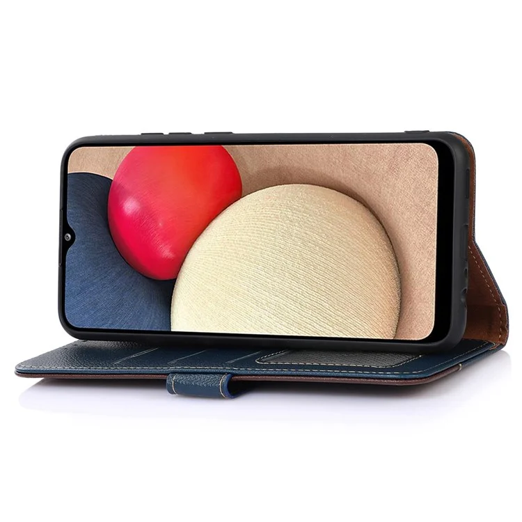 KHAZNEH Pour Huawei nova Y91 4G / Enjoy 60X Étui en cuir portefeuille à blocage RFID avec texture de litchi - Bleu
