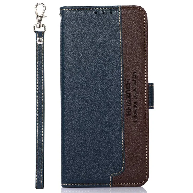 KHAZNEH Pour Huawei nova Y91 4G / Enjoy 60X Étui en cuir portefeuille à blocage RFID avec texture de litchi - Bleu