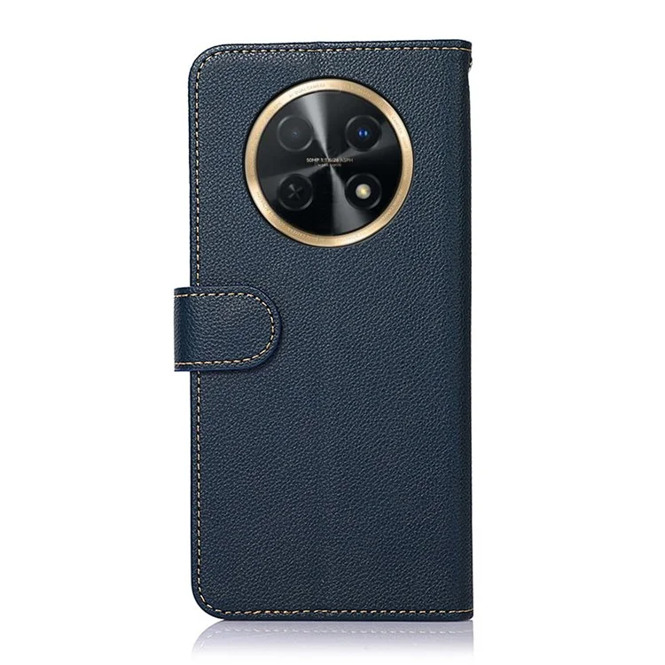 KHAZNEH Pour Huawei nova Y91 4G / Enjoy 60X Étui en cuir portefeuille à blocage RFID avec texture de litchi - Bleu