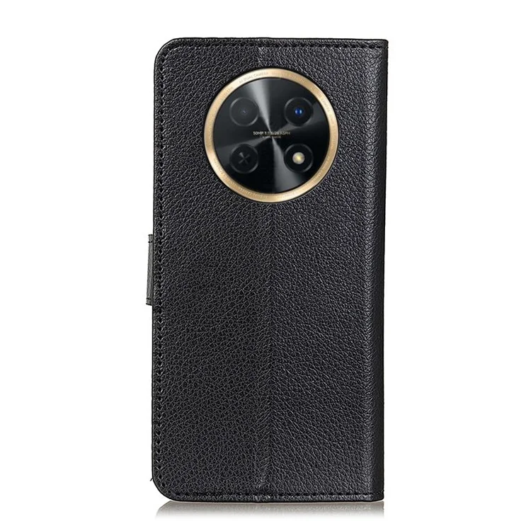 Für Huawei nova Y91 4G / Enjoy 60X PU-Leder-Hülle Kratzfest Ständer Handyhülle Litchi-Textur Brieftasche - Schwarz