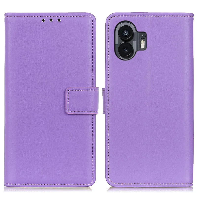 For Nothing Phone (2) Stand Phone Cover Anti-Scratch Textured PU Leather Wallet Smartphone Case - Purple