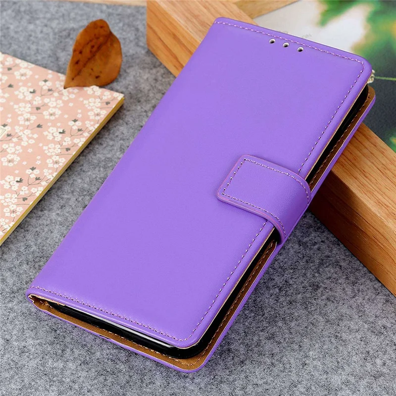 For Nothing Phone (2) Stand Phone Cover Anti-Scratch Textured PU Leather Wallet Smartphone Case - Purple