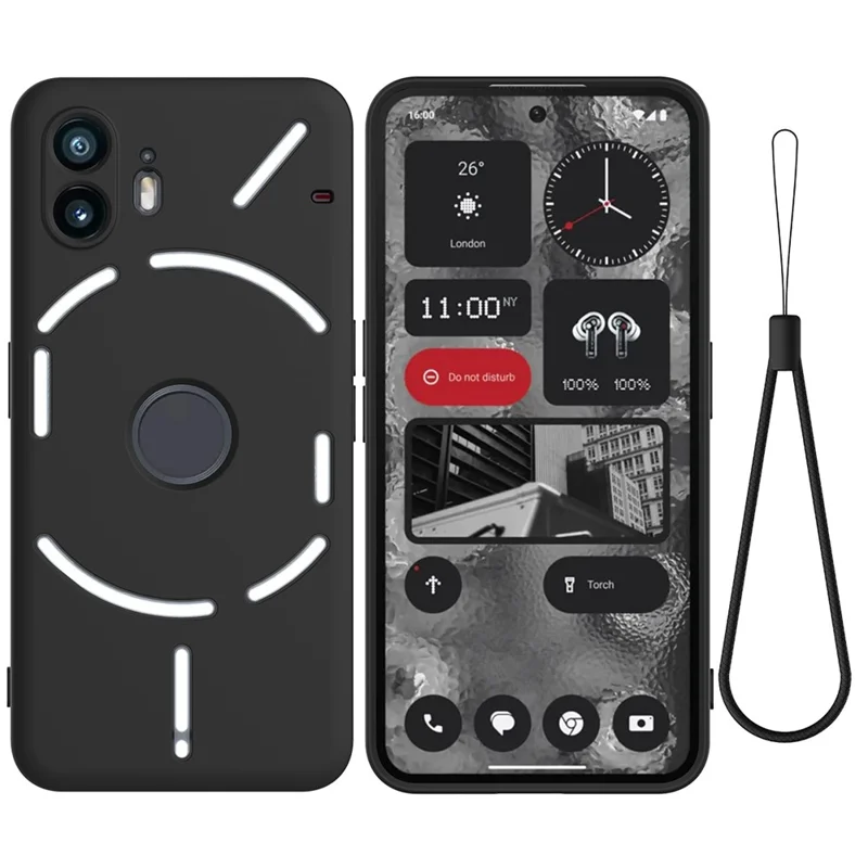 Cell Phone Case for Nothing Phone (2) , Liquid Silicone+Soft Lining Anti-Scratch Cover - Black