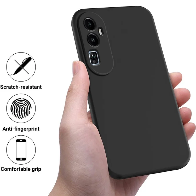 Anti-Kratzer-Cover-Schale für Oppo Reno10 Pro+ 5G, Flüssigsilikon+Soft-Futter Handyhülle - Schwarz