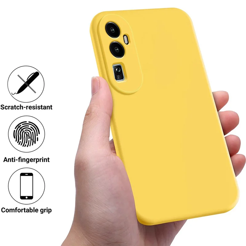Anti-Scratch Cover Shell for Oppo Reno10 Pro+ 5G , Liquid Silicone+Soft Lining Mobile Phone Case - Yellow