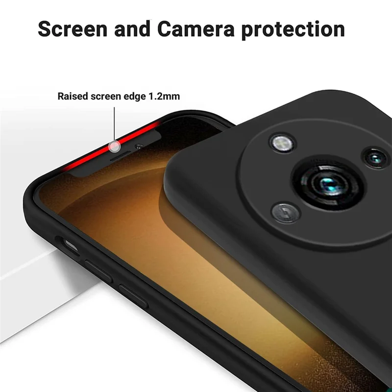 For Realme Narzo 60 Pro 5G Phone Case Shell Liquid Silicone+Soft Lining Anti-Scratch Cover - Black