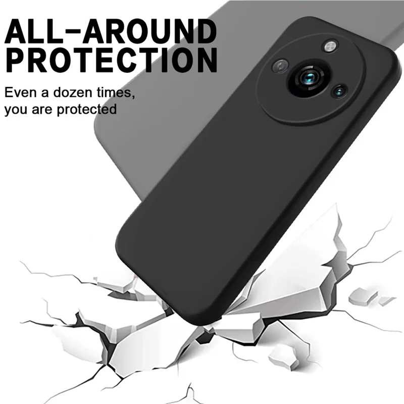 For Realme Narzo 60 Pro 5G Phone Case Shell Liquid Silicone+Soft Lining Anti-Scratch Cover - Black