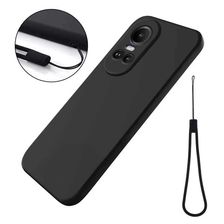Para Oppo Reno10 5G (Global) / Reno10 Pro 5G (Global) Funda de teléfono móvil de silicona líquida Revestimiento suave Antichoques - Negro