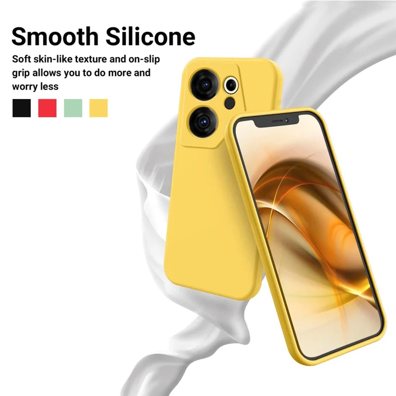 For TECNO Camon 20 Premier 5G Anti-Fingerprint Phone Case Liquid Silicone+Soft Lining Cover - Yellow