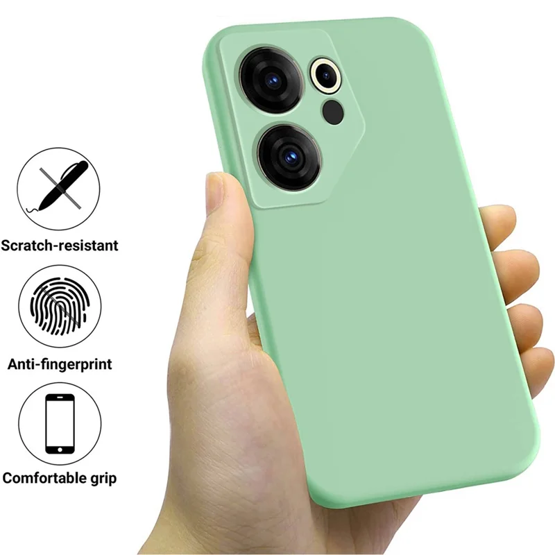 For TECNO Camon 20 Premier 5G Anti-Fingerprint Phone Case Liquid Silicone+Soft Lining Cover - Green