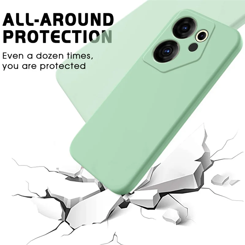 For TECNO Camon 20 Premier 5G Anti-Fingerprint Phone Case Liquid Silicone+Soft Lining Cover - Green
