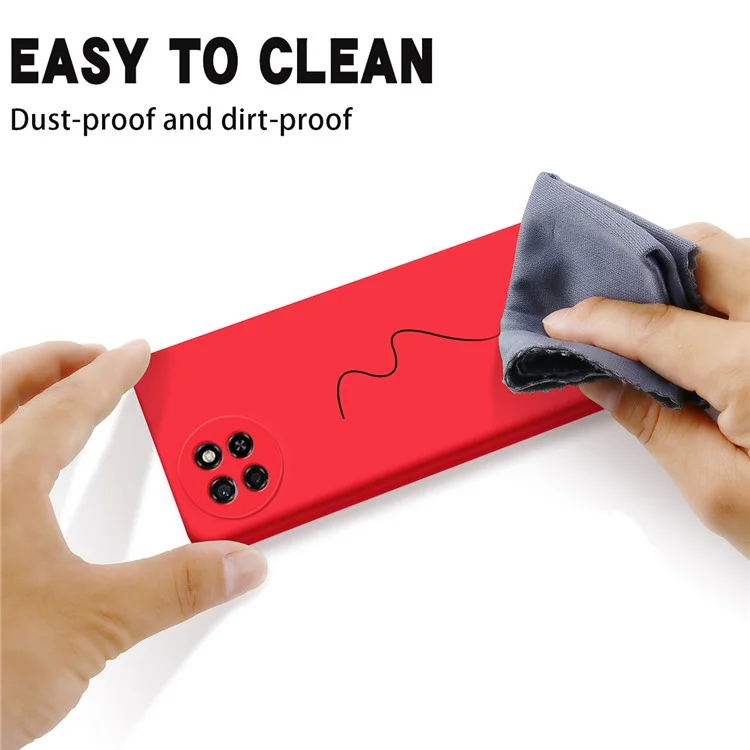 For itel S23 Shockproof Phone Cover Liquid Silicone Soft Lining Phone Case with Strap - Red