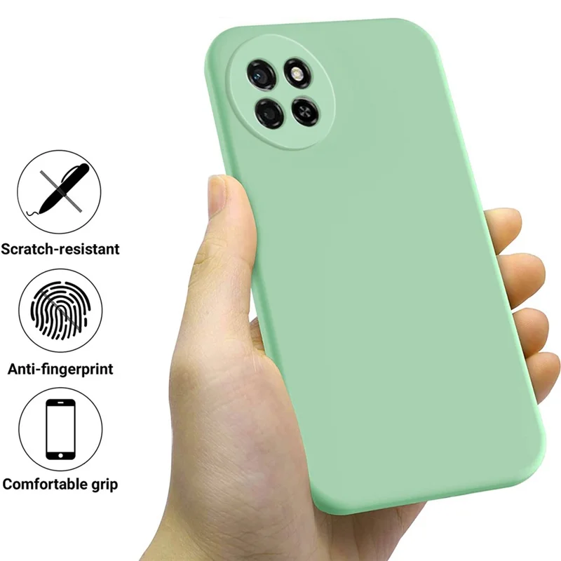 For itel S23 Shockproof Phone Cover Liquid Silicone Soft Lining Phone Case with Strap - Green