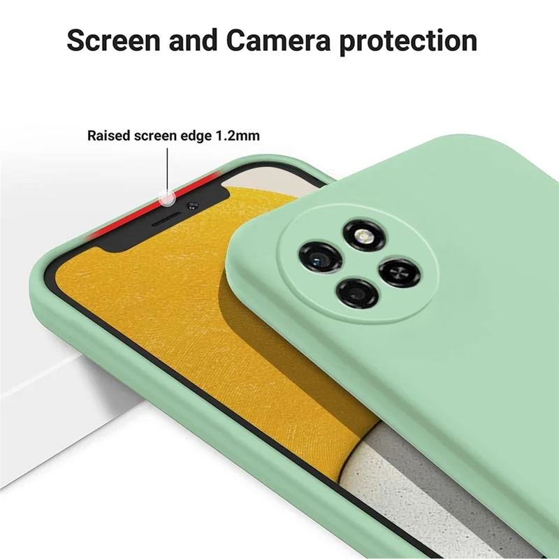 For itel S23 Shockproof Phone Cover Liquid Silicone Soft Lining Phone Case with Strap - Green